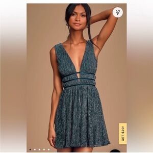NWT Lulus beautiful blue metallic shimmer dress